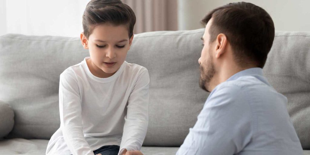 Son with father who has to pay child support