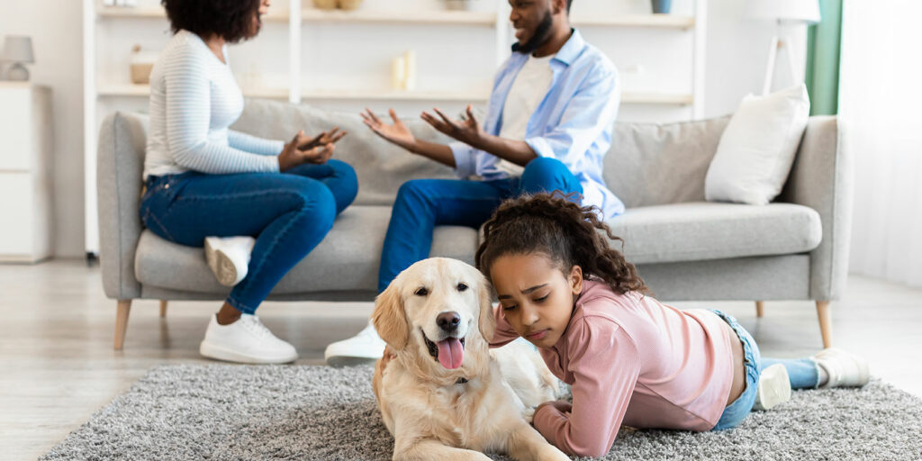 divorced couple fighting over pet