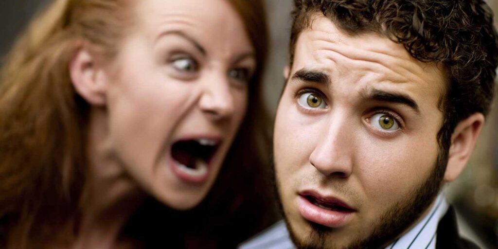 Crazy spouse yelling at her husband