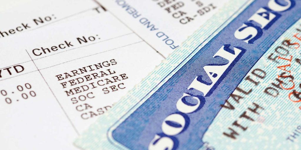 Close up view of a social security card