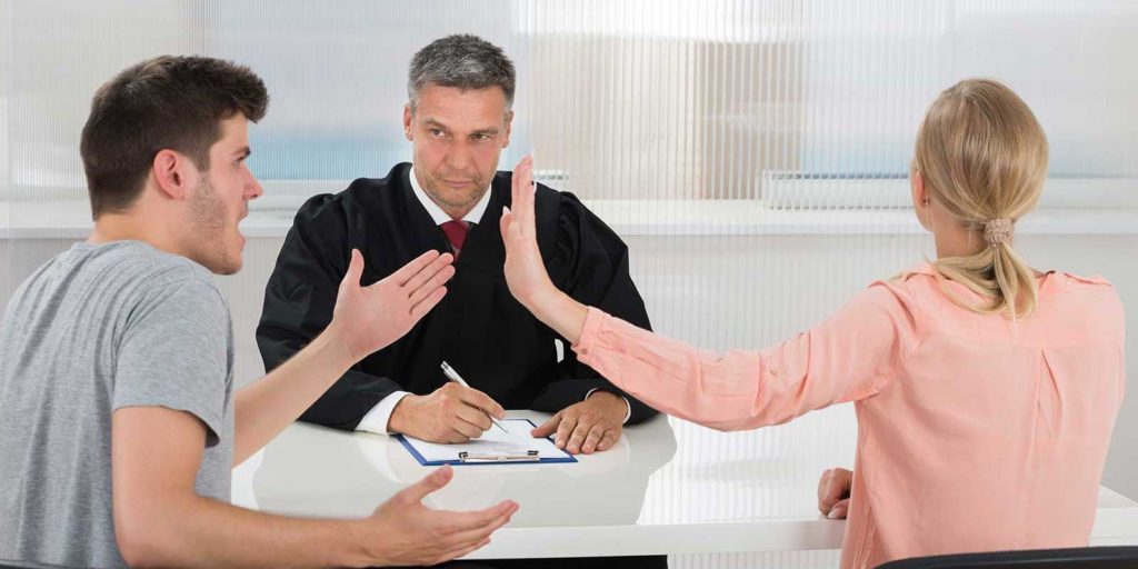 Judge looking at man showing that family law judges are biased against men