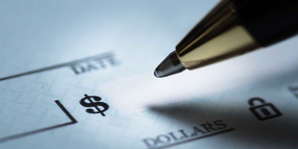 An alimony check about to be written