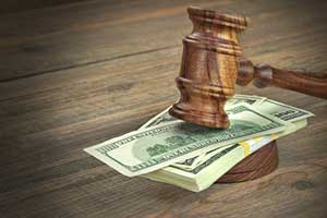 Gavel on top of Alimony money