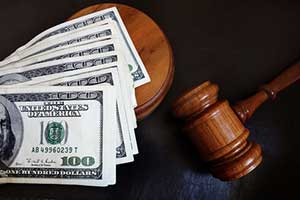 Gavel next to child support money