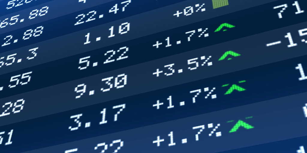 a display of the stock market