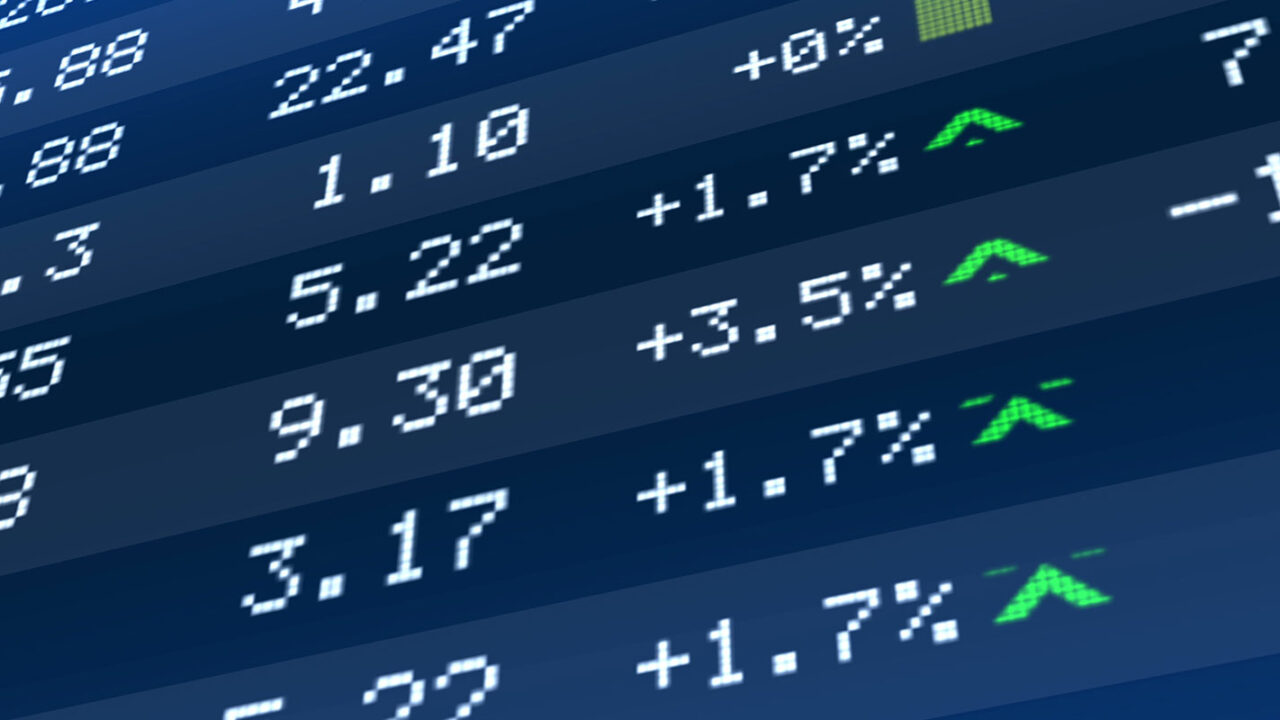 a display of the stock market