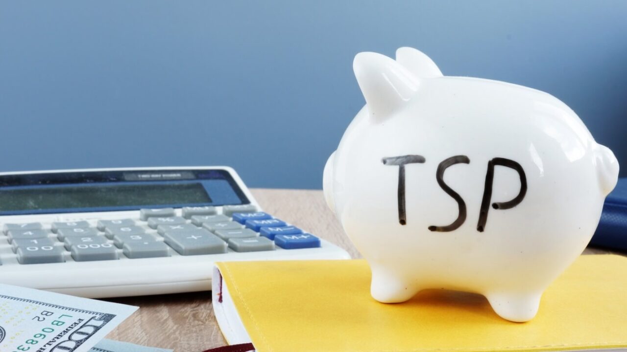 thrift savings plan tsp written on a piggy bank