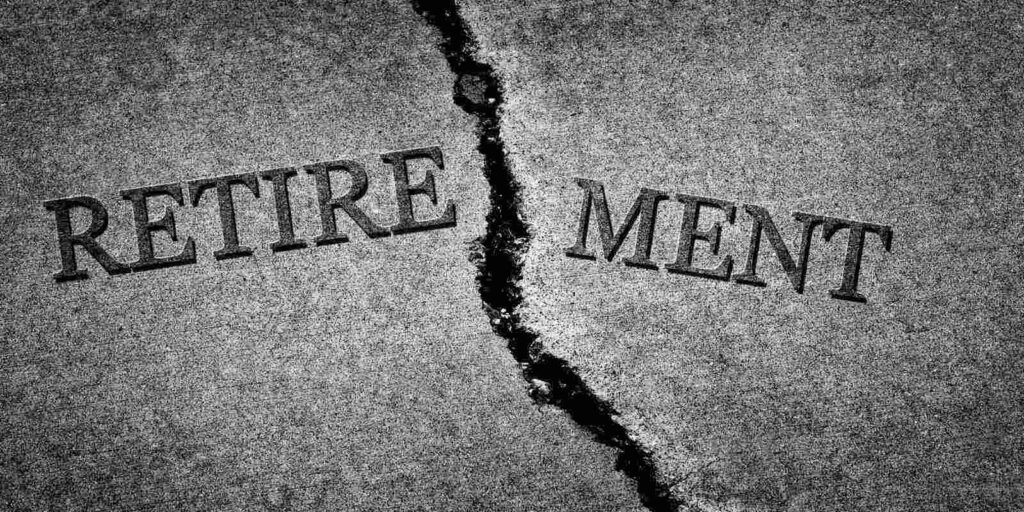 cracked sidewalk broken and dangerous cement symbol of no retirement failed system