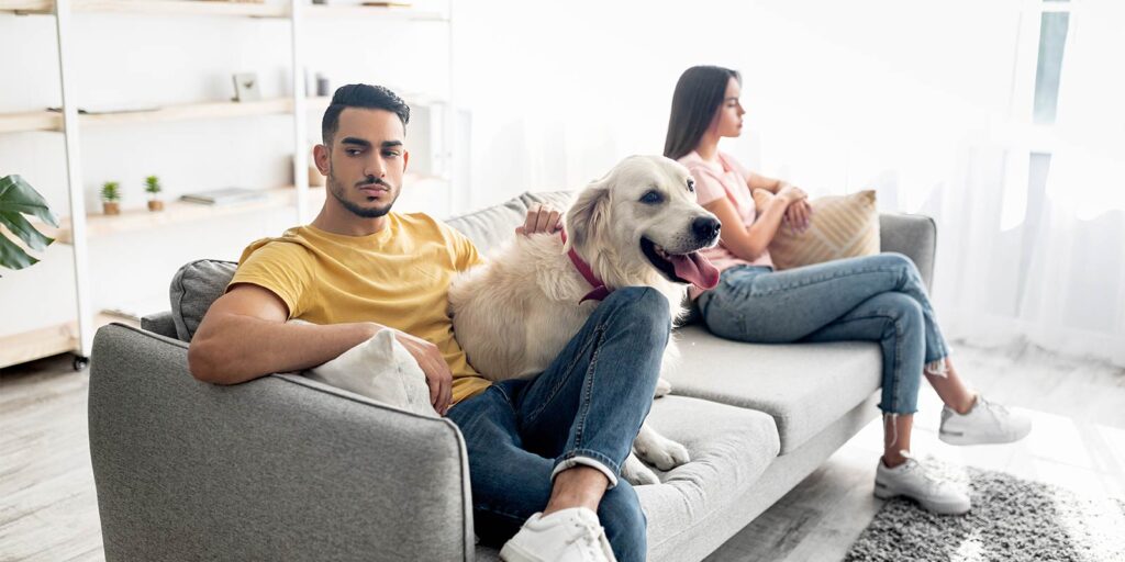 couple doing throuhg a divorce and dispute over pet