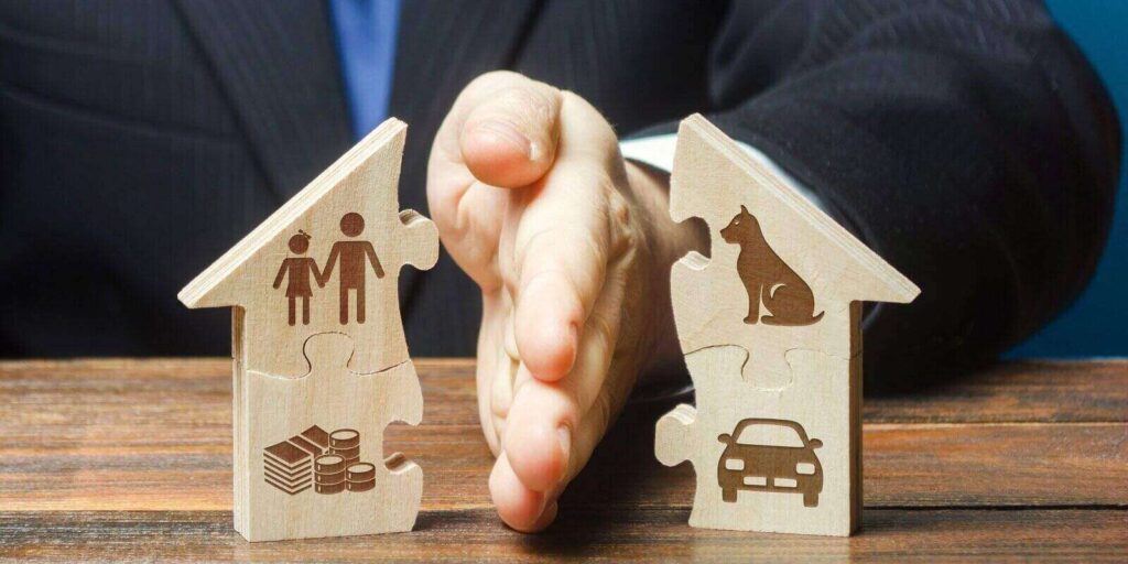 house is divided into two equal parts by a lawyer in a divorce process