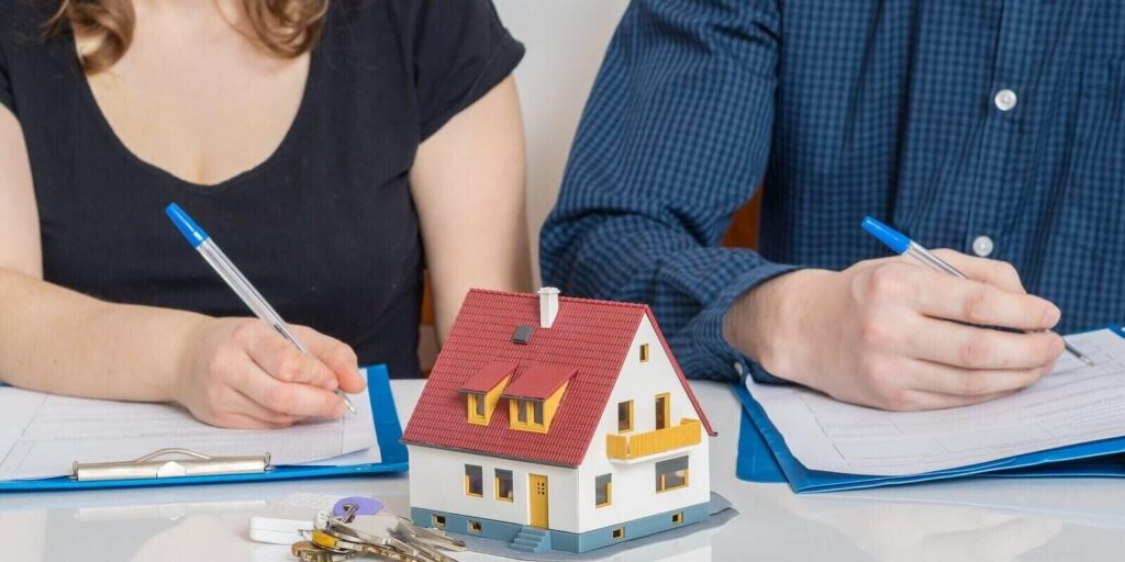 divorce and dividing a property concept
