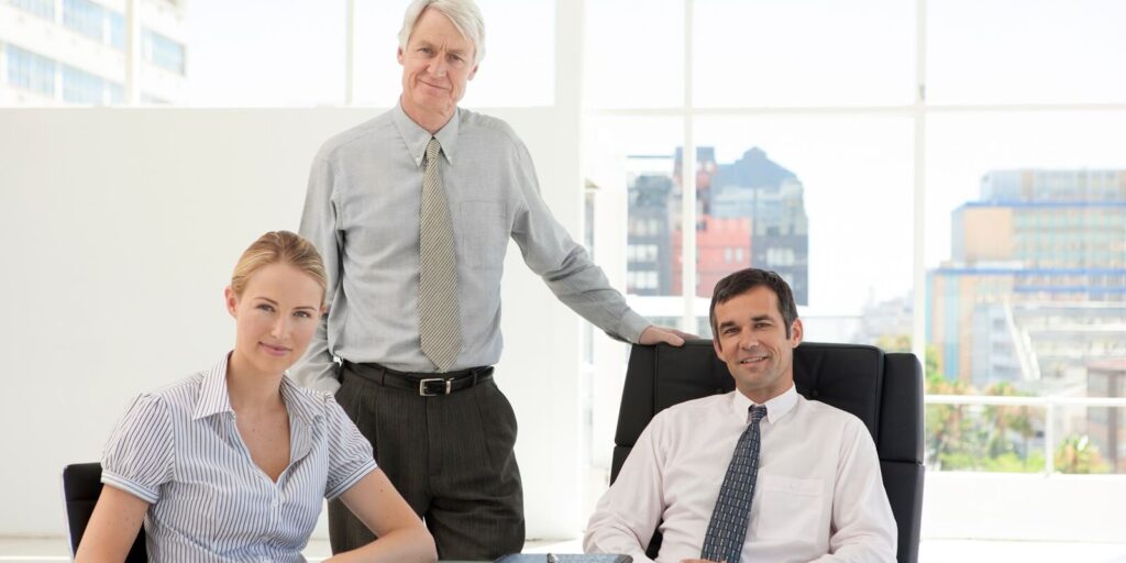 portrait of a board of business directors in the office