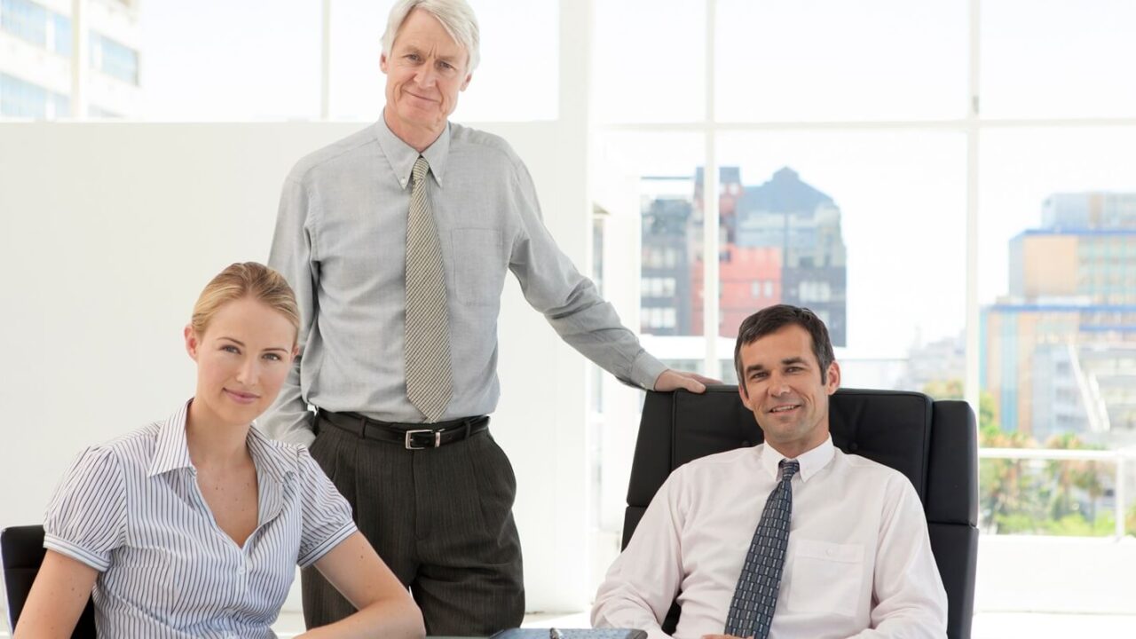 portrait of a board of business directors in the office