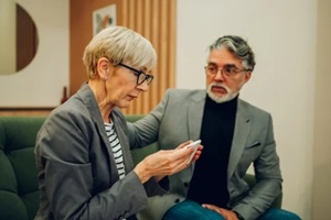 senior couple on a therapy session in a psychologist office