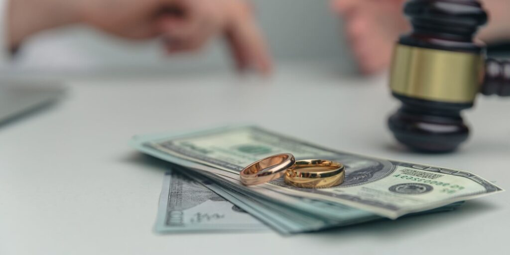 legal money concept. Section dollars because of divorce