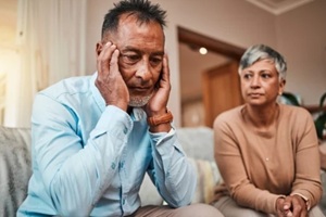 old man upset with his wife