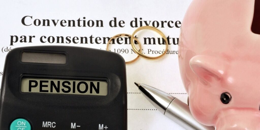 calculator with pension written on it