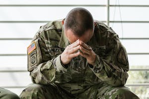 Sad Military Man Thinking About Divorce