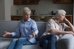 aged couple in an argument