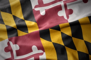 waving colorful flag of maryland state.