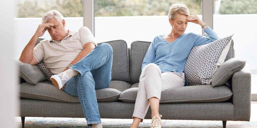 retirement couple, ignore and fight for divorce with marriage cheating revelation shock