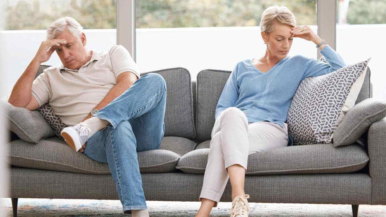 retirement couple, ignore and fight for divorce with marriage cheating revelation shock