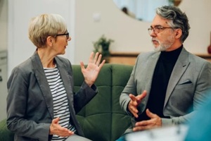 senior couple on a therapy session in a psychologist office