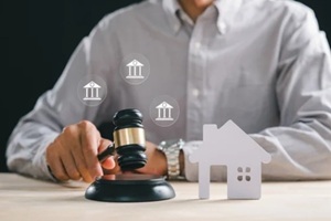 money and home division with court gavel