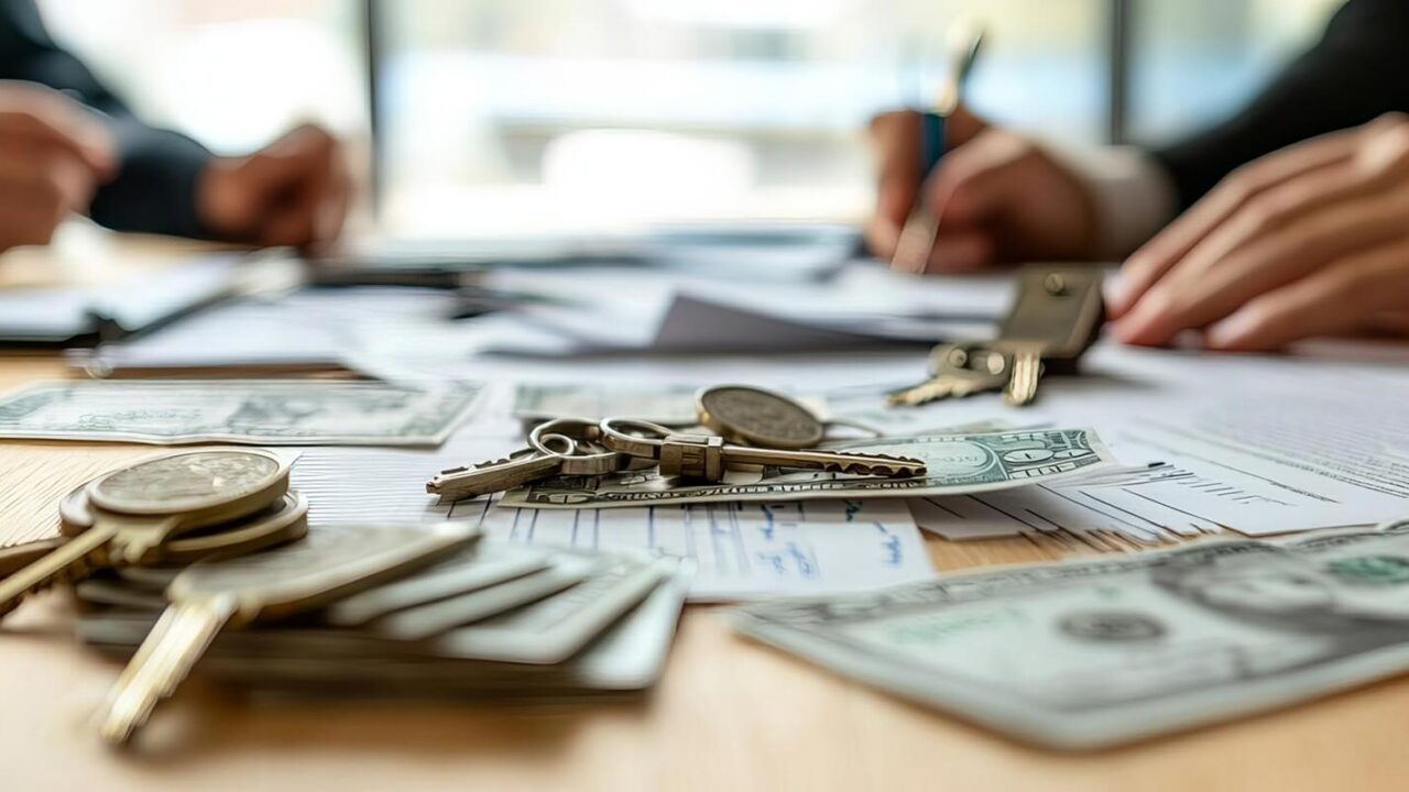 lawyers at a conference table with divorce documents