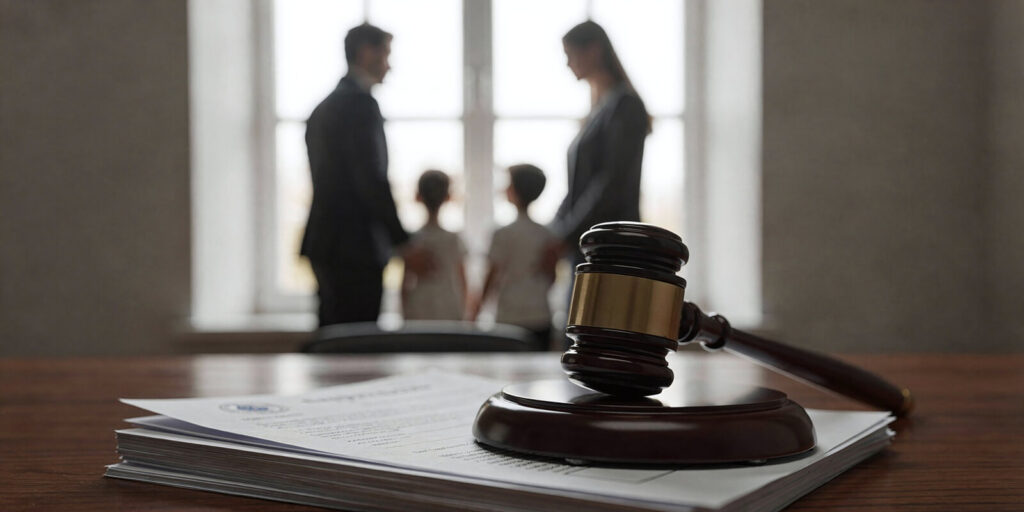 family court decision with gavel and legal documents